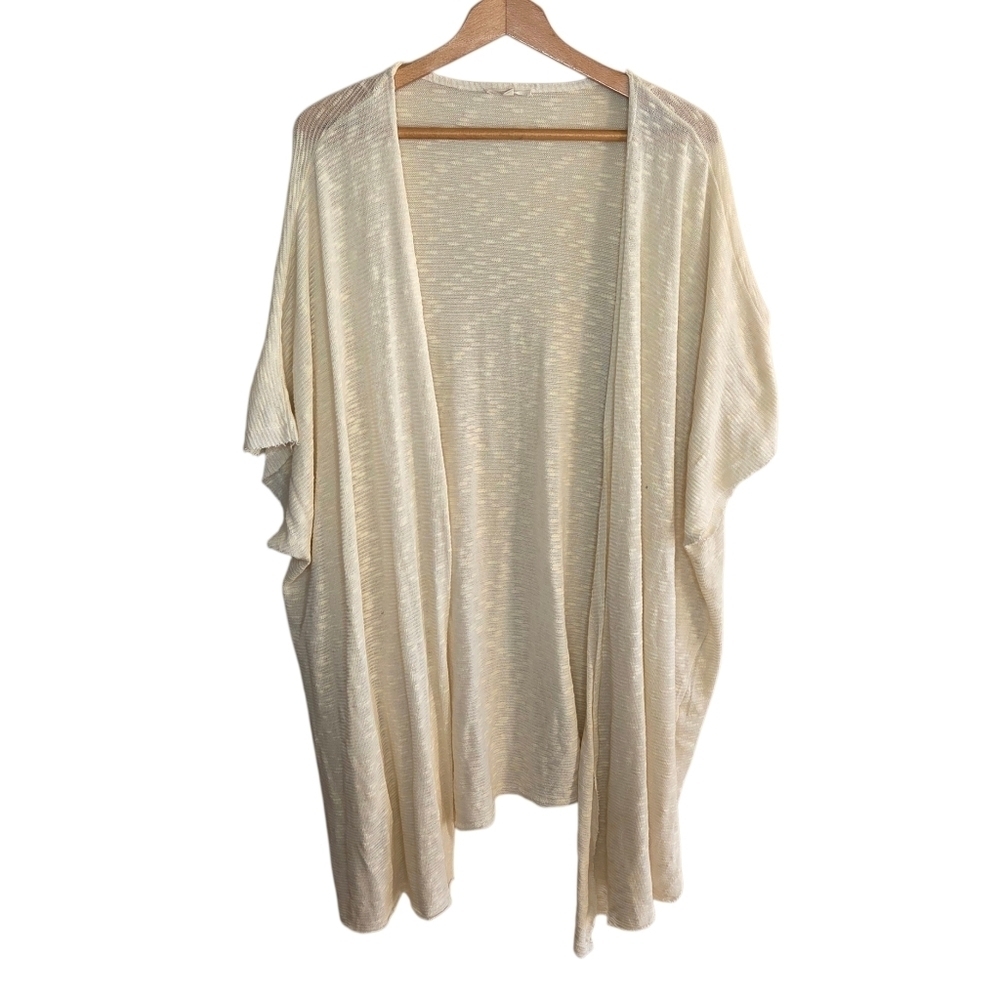 Mystree | Cream Open Front Short Sleeve Lightweight Cardigan One Size